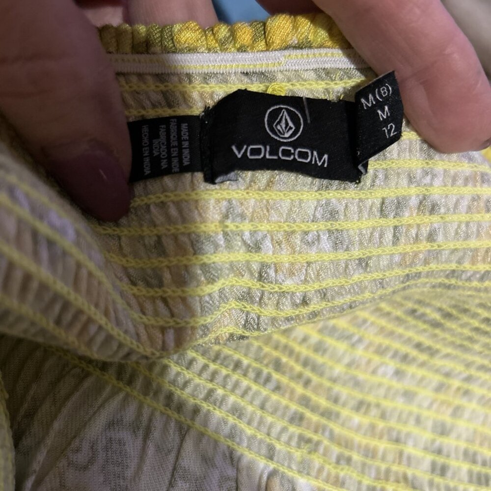 Babydoll Mini-dress Yellow Floral Stretch Bodice Volcom Woman's 8 Fairy core M - Picture 12 of 14